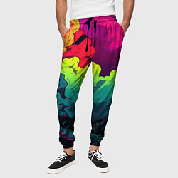 Брюки на резинке мужские Кислотная яркая абстракция, цвет: 3D-принт — фото 2