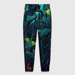 Брюки на резинке мужские Кислотная яркая абстракция в камуфляжном стиле, цвет: 3D-принт