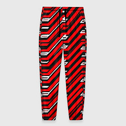Мужские брюки Киберпанк узор красный и чёрный