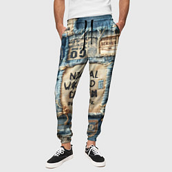 Брюки на резинке мужские I love Barcelona - пэчворк, цвет: 3D-принт — фото 2