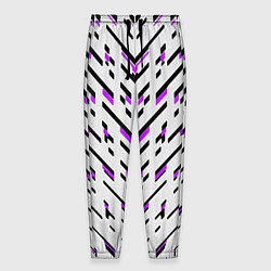 Брюки на резинке мужские Black and purple stripes on a white background, цвет: 3D-принт