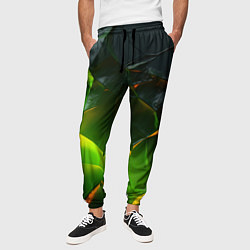Брюки на резинке мужские Зеленая абстрактная неоновая текстура, цвет: 3D-принт — фото 2