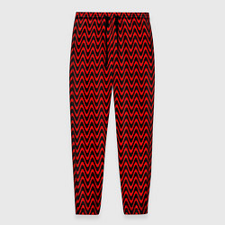 Брюки на резинке мужские Красно-чёрный волнистые линии, цвет: 3D-принт