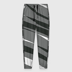 Брюки на резинке мужские Серые с белым полосами, цвет: 3D-принт