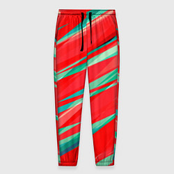 Мужские брюки Красный и бирюзовый абстрактный полосы