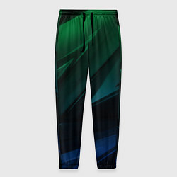 Мужские брюки Зелено-синие абстрактные объемные полосы