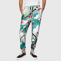 Брюки на резинке мужские Цветущие ветки японской сакуры, цвет: 3D-принт — фото 2