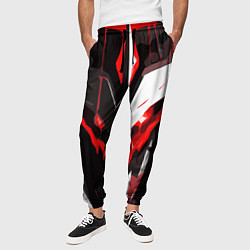 Брюки на резинке мужские Красно-белый абстрактный демонический шлем, цвет: 3D-принт — фото 2