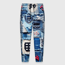 Брюки на резинке мужские Геймерские знаки на пэчворк, цвет: 3D-принт
