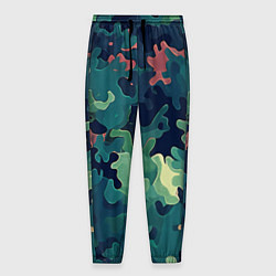 Брюки на резинке мужские Армейский камуфляж зеленый, цвет: 3D-принт