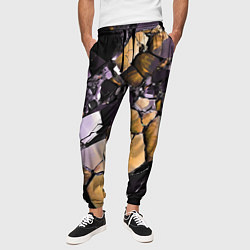 Брюки на резинке мужские Чёрно-жёлтый камень, цвет: 3D-принт — фото 2