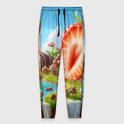 Брюки на резинке мужские Клубничная планета - нейроарт фантазия, цвет: 3D-принт