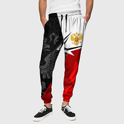 Брюки на резинке мужские Герб России - красно-белый, цвет: 3D-принт — фото 2