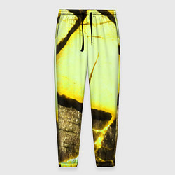 Брюки на резинке мужские Трещины на абстрактном жёлтом фоне, цвет: 3D-принт