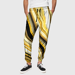 Брюки на резинке мужские Волнистые вертикальные чёрно-жёлтые полосы, цвет: 3D-принт — фото 2