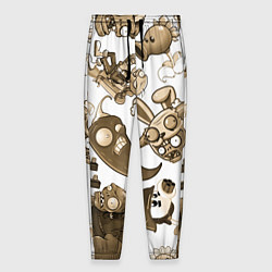 Брюки на резинке мужские Растения против зомби в бежевых тонах, цвет: 3D-принт