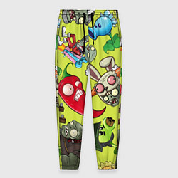 Брюки на резинке мужские Растения против зомби с героями, цвет: 3D-принт