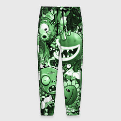 Брюки на резинке мужские Растения против зомби в зеленом цвете, цвет: 3D-принт