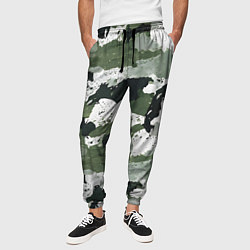 Брюки на резинке мужские Зеленый фактурный камуфляж, цвет: 3D-принт — фото 2