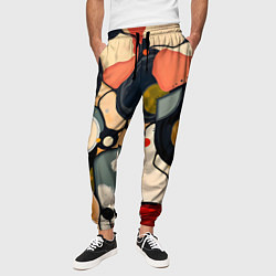 Брюки на резинке мужские Абстракция с кругами и краской, цвет: 3D-принт — фото 2