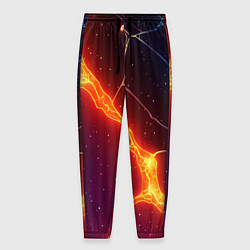 Брюки на резинке мужские Сине-оранжевые молнии текстура, цвет: 3D-принт