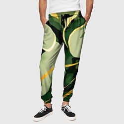 Брюки на резинке мужские Зеленый природный паттерн, цвет: 3D-принт — фото 2