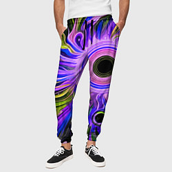 Брюки на резинке мужские Абстрактный неоновый космос - чёрная дыра, цвет: 3D-принт — фото 2