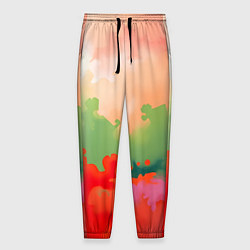 Брюки на резинке мужские Красные и зеленые облака, цвет: 3D-принт
