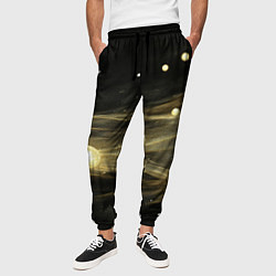 Брюки на резинке мужские Золотистый свет на черной текстуре, цвет: 3D-принт — фото 2