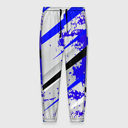 Брюки на резинке мужские Color white blue, цвет: 3D-принт