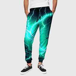 Брюки на резинке мужские Color light blue black, цвет: 3D-принт — фото 2