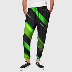 Брюки на резинке мужские Color black green, цвет: 3D-принт — фото 2
