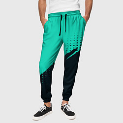 Брюки на резинке мужские Color black light blue, цвет: 3D-принт — фото 2