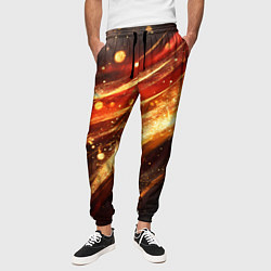 Брюки на резинке мужские Красно-золотая текстура на черном, цвет: 3D-принт — фото 2