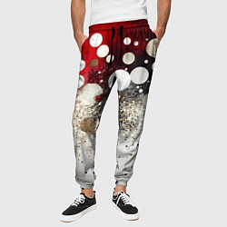 Брюки на резинке мужские Красно-белый текстурный фон, цвет: 3D-принт — фото 2