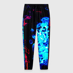 Брюки на резинке мужские Розовый и голубой огонь битва, цвет: 3D-принт