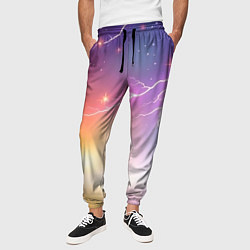 Брюки на резинке мужские Магический фон с молниями и звездами, цвет: 3D-принт — фото 2