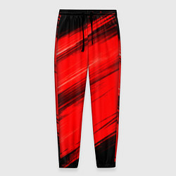 Брюки на резинке мужские Красные мазги краски на черном, цвет: 3D-принт