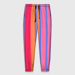 Брюки на резинке мужские Теплые цветные полосы, цвет: 3D-принт