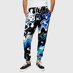 Брюки на резинке мужские Абстракция разлитые краски чёрно-сине-белый, цвет: 3D-принт — фото 2