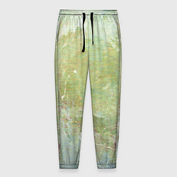 Брюки на резинке мужские Абстракция - white waves on green background, цвет: 3D-принт