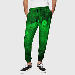 Брюки на резинке мужские Абстракция - green acid stains, цвет: 3D-принт — фото 2
