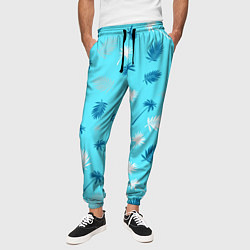 Брюки на резинке мужские Текстура голубой гавайской рубашки, цвет: 3D-принт — фото 2
