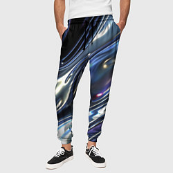 Брюки на резинке мужские Серебро жидкий металл, цвет: 3D-принт — фото 2