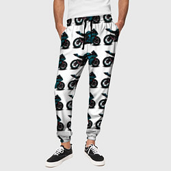 Брюки на резинке мужские Motorbike blue, цвет: 3D-принт — фото 2