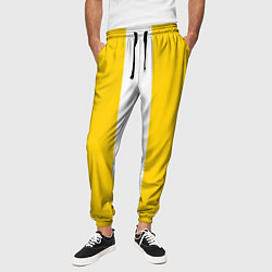 Брюки на резинке мужские Color yellow white line, цвет: 3D-принт — фото 2