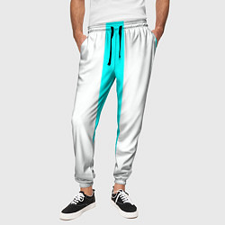 Брюки на резинке мужские Color light blue white lines, цвет: 3D-принт — фото 2