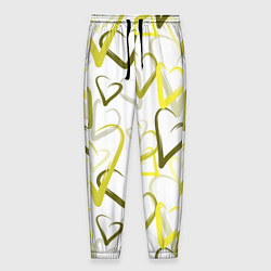 Брюки на резинке мужские Зеленые сердца, цвет: 3D-принт