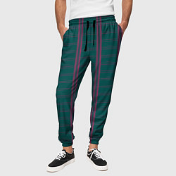 Брюки на резинке мужские Color dark cage pink stripes, цвет: 3D-принт — фото 2