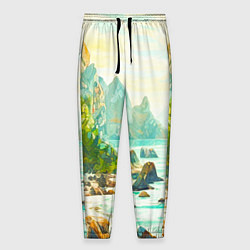 Брюки на резинке мужские Художественный пейзаж море скалы, цвет: 3D-принт